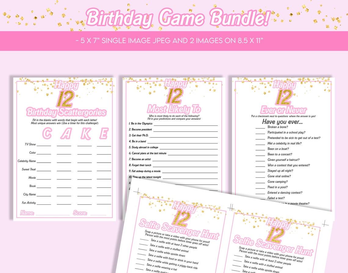 12th Birthday Games, 12th Birthday 12th Party Games, 12 Year Old ...