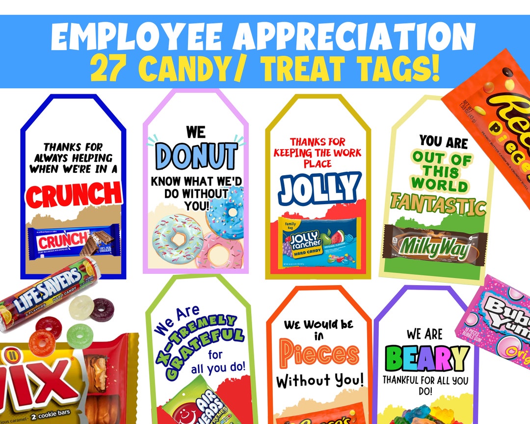 27 Employee Appreciation Tags Candy Bar Gift Tag Treat Tags Employee