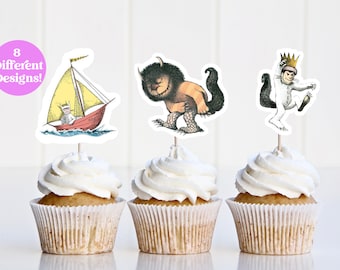 Wo die wilden Kerle sind Cupcake Topper | Geburtstagstorte | Babyparty | Wild One | Wild Thing | Druckbar - Sofort Download