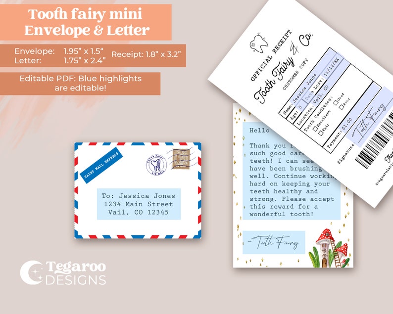 Lost Tooth Realistic Tooth Fairy Mini Tiny Letter Receipt - Etsy