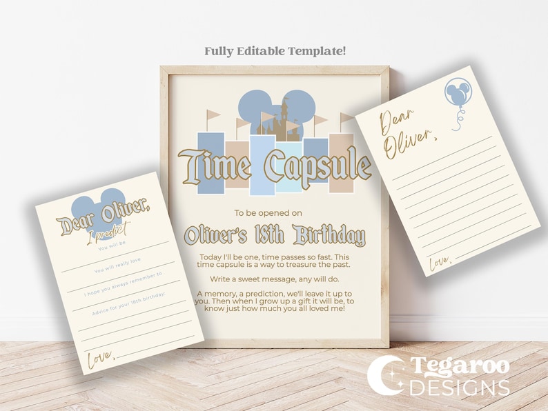 Niebieski spersonalizowany znak Disneyland, znak na baby shower, znak urodzinowy, pobieranie cyfrowe, minimalistyczny nowoczesny | Urodziny chłopca zdjęcie 13
