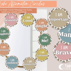Station d’affirmation Boho | Affirmation en classe | Spa | Santé Bien-être | Motivation | Positif | Édifiant | Cartes d'affirmation miroir