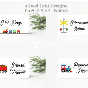 Food Tents | Train Birthday Food Tent | Train Party | Modern Birthday | Choo Choo Train Birthday Party | Customizable Editable Template