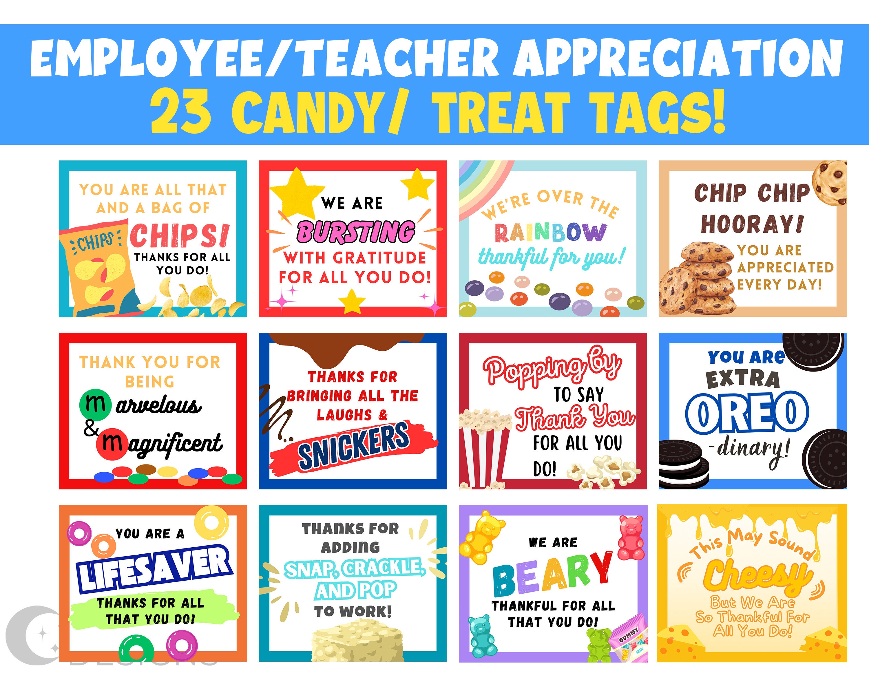 23 Teacher Employee Appreciation Tags | Candy Bar Gift Tag | Treat Tags |  Employee Treat Award | Teacher Gift | Staff Appreciation Day - Etsy, image size:3000x2400