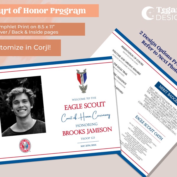 Eagle Scout Court of Honor Program | Court of Honor Pamphlet | Eagle Scout Program | Editable, Customizable | Classic | Instant Download