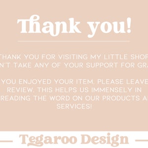 Peut inclure: Merci ! Merci de visiter ma petite boutique ! Nous ne tenons pas votre soutien pour acquis ! Si vous avez appr&eacute;ci&eacute; votre article, veuillez laisser un avis. Cela nous aide &eacute;norm&eacute;ment &agrave; faire conna&icirc;tre nos produits et services ! Tegaroo Design