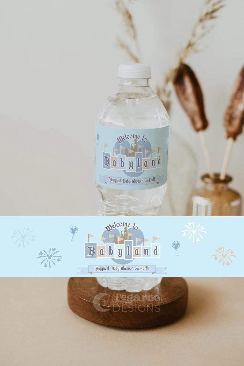 Blue Disneyland Baby Shower Bundle | Babyland Bundle | Invitation Set | Signs | Cupcake Toppers | Pennants | Banners | Boy Baby Shower image 5
