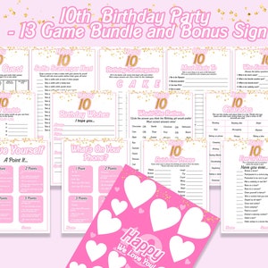 10th Birthday Games, 10th Birthday  10th Party Games, 10 year old Birthday Games, Tenth Girl Birthday Games, Instant Download