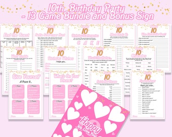 10th Birthday Games, 10th Birthday  10th Party Games, 10 year old Birthday Games, Tenth Girl Birthday Games, Instant Download