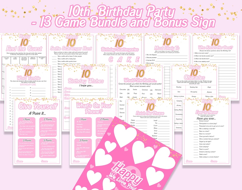 10th Birthday Games, 10th Birthday 10th Party Games, 10 Year Old ...