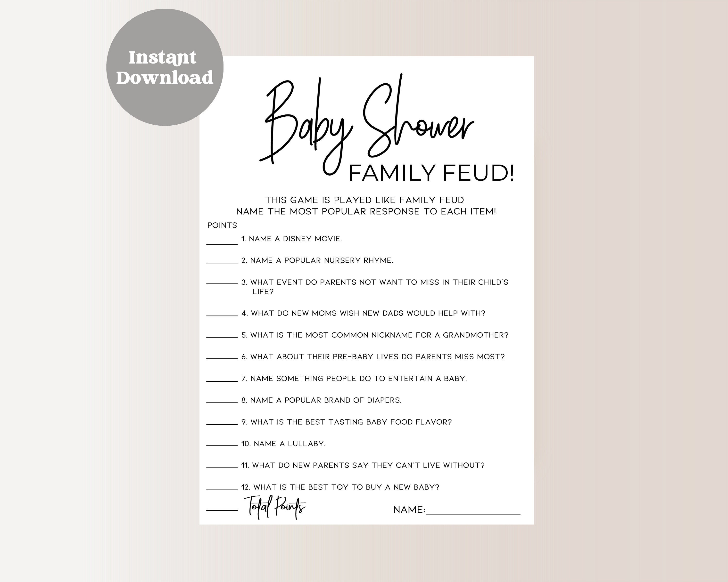 How To Play Family Feud Baby Shower Game