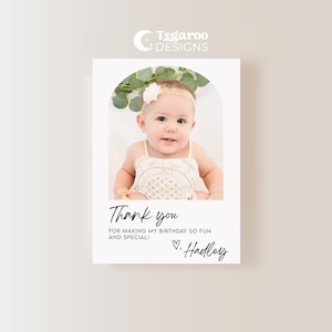 Birthday Thank You Photo Card Minimalist Simple Modern Picture Thank You Simple Birthday Favor Card Fully Editable Instant Download BR1 image 8