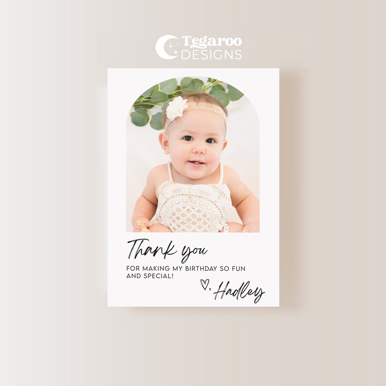 Birthday Thank You Photo Card Minimalist Simple Modern Picture Thank You Simple Birthday Favor Card Fully Editable Instant Download BR1 image 8