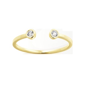 Open Cuff Diamond Ring | Dual Birthstone Ring | 14k Gold | Stackable Engagement Ring |  Lab Grown Diamond Ring | His and Hers Promise Ring