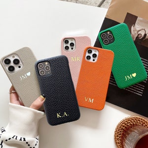 Personalized Pebble Genuine Leather Case, Monogram iPhone 13/13 Pro/13 Pro Max/12 Pro/12 Pro Max/11/11 Pro/11 Pro Max Pebble Leather Case image 10