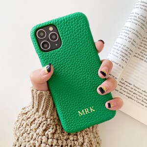 Personalized Pebble Genuine Leather Case, Monogram iPhone 13/13 Pro/13 Pro Max/12 Pro/12 Pro Max/11/11 Pro/11 Pro Max Pebble Leather Case image 9