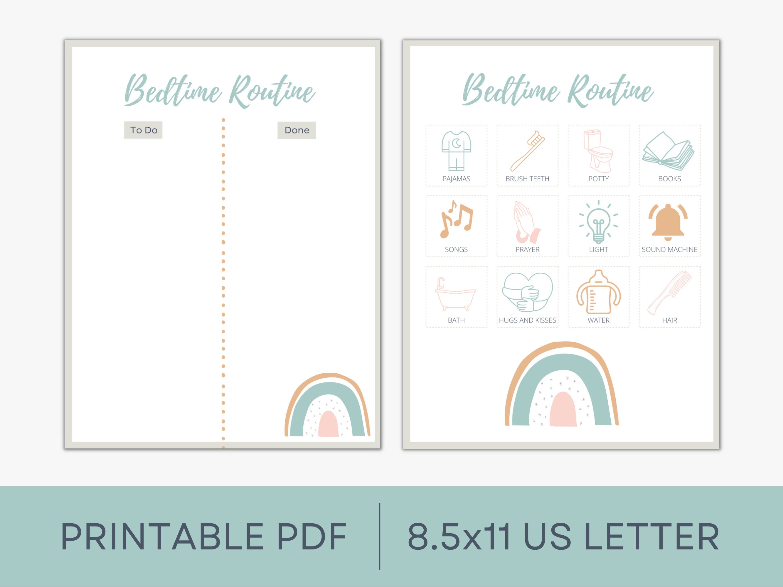 Bedtime Routine Chart Printable | Digital Download - Etsy