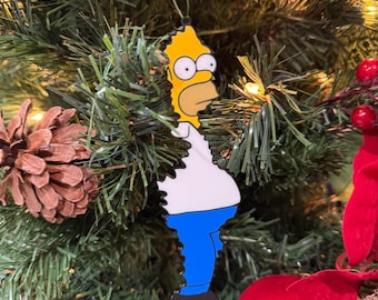 Homer Simpson fading in a bush meme Christmas ornament / holiday decor
