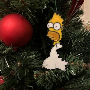Homer Simpson in the bush meme Christmas ornament