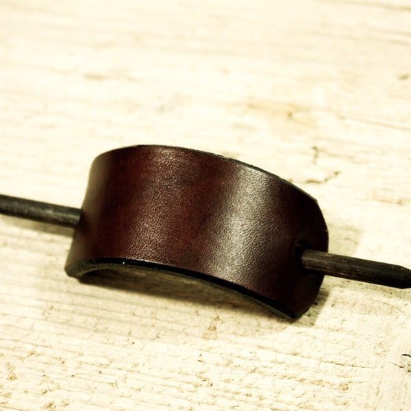 Simplistic leather barrette, handcrafted hair stick barrette, bun holder