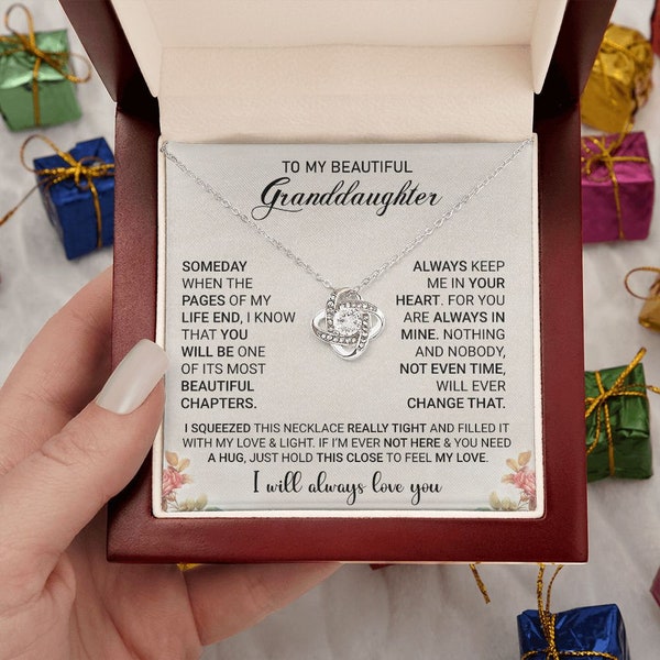 To My Beautiful Granddaughter Necklace, Granddaughter Gift From Grandma, Grandpa, Grandparents - Birthday and Graduation Jewelry Gift