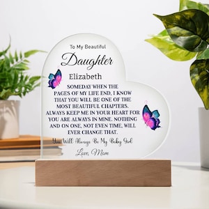To My Daughter Acrylic Heart Plaque, Gift for Daughter, Personalized Daughter Gifts, Best Daughter Birthday and Christmas Gift, Love plaque