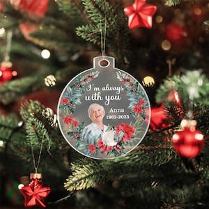 Personalized Acrylic Ornament, Christmas Gift Ornament, Custom Photo, Name and Date Ornament, Unique Christmas Ornament, Memorial Ornament