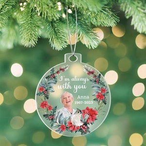 Personlig akrylprydnad, julklappsprydnad, anpassad fotoprydnad, namn- och datumprydnad, unik julprydnad, minnesprydnad bild 8