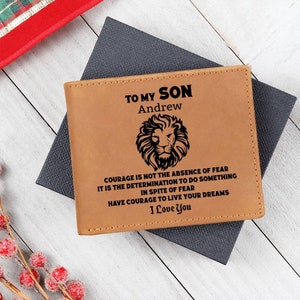 A mi billetera de hijo, regalo de graduación, regalo personalizado para hijo, regalo de cumpleaños, billetera de nombre de hijo personalizado, regalo de hijo amoroso, billetera personalizada