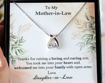 An meine Schwiegermutter Halskette, Mutter des Bräutigams Hochzeitshalskette, Geburtstagsgeschenk und Muttertagsgeschenk, Mitteilungskarte an Schwiegermutter.