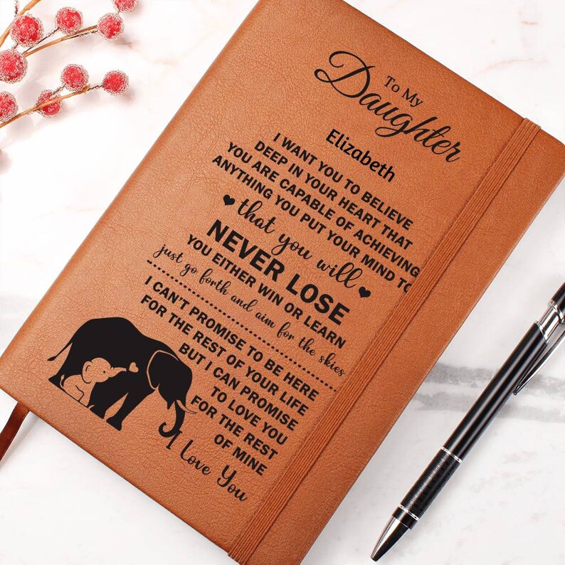To My Daughter Personalized Leather Journal, Unique Gifts for Daughter, Daughter Gifts for Christmas, Custom Journal Notebook image 4