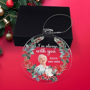 Personlig akrylprydnad, julklappsprydnad, anpassad fotoprydnad, namn- och datumprydnad, unik julprydnad, minnesprydnad bild 10