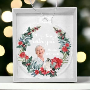 Personlig akrylprydnad, julklappsprydnad, anpassad fotoprydnad, namn- och datumprydnad, unik julprydnad, minnesprydnad bild 6
