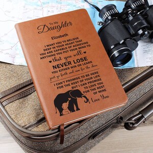 To My Daughter Personalized Leather Journal, Unique Gifts for Daughter, Daughter Gifts for Christmas, Custom Journal Notebook image 2