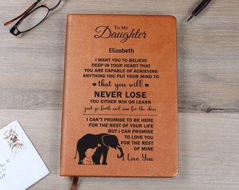 To My Daughter Personalized Leather Journal, Unique Gifts for Daughter, Daughter Gifts for Christmas, Custom Journal Notebook