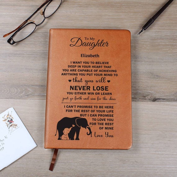 To My Daughter Personalized Leather Journal, Unique Gifts for Daughter, Daughter Gifts for Christmas, Custom Journal Notebook
