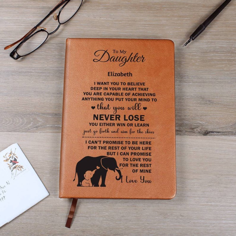 To My Daughter Personalized Leather Journal, Unique Gifts for Daughter, Daughter Gifts for Christmas, Custom Journal Notebook image 1