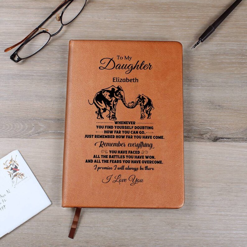 To My Daughter Personalized Leather Journal, Personalized Daughter Gifts, Custom Journal Notebook, Gift for Daughter image 5