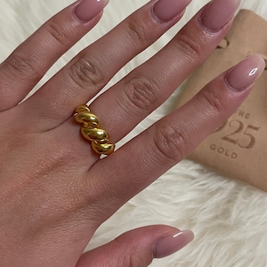 Croissant Curl Gold Ring | 925 Sterling Silber Gold Verstellbarer Ring