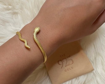 18k Gold Plated Snake Wrapping Bracelet | Gold Statement Bracelet | Stainless Steel and 18k Gold Plated Bracelet