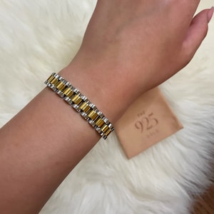 【再入荷！】 Band Watch Tone Two Plated Gold 18k Bracelet and Silver | アクセサリー