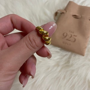 Croissant Curl Gold Ring | 925 Sterling Silber Gold Verstellbarer Ring