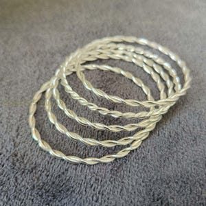 Sterling Twist Bracelet, Solid Sterling Silver Cuff, Twisted Silver Rope Cuff, Stackable Cuff Bangle, Open Bangle Bracelet, Set Of 5 Bangle