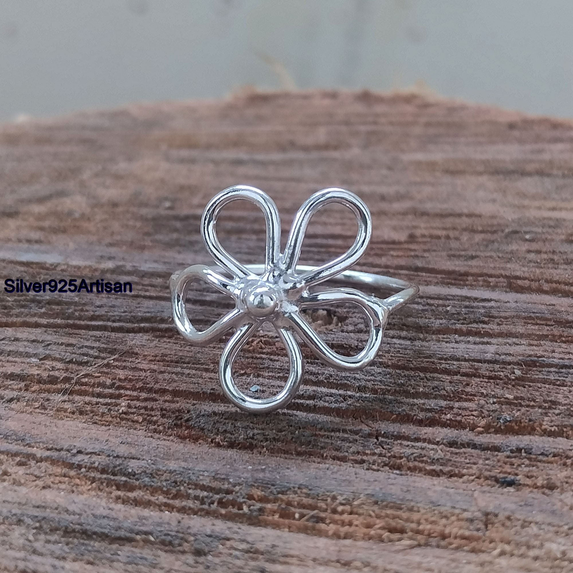 Silver flower ring - Etsy 日本