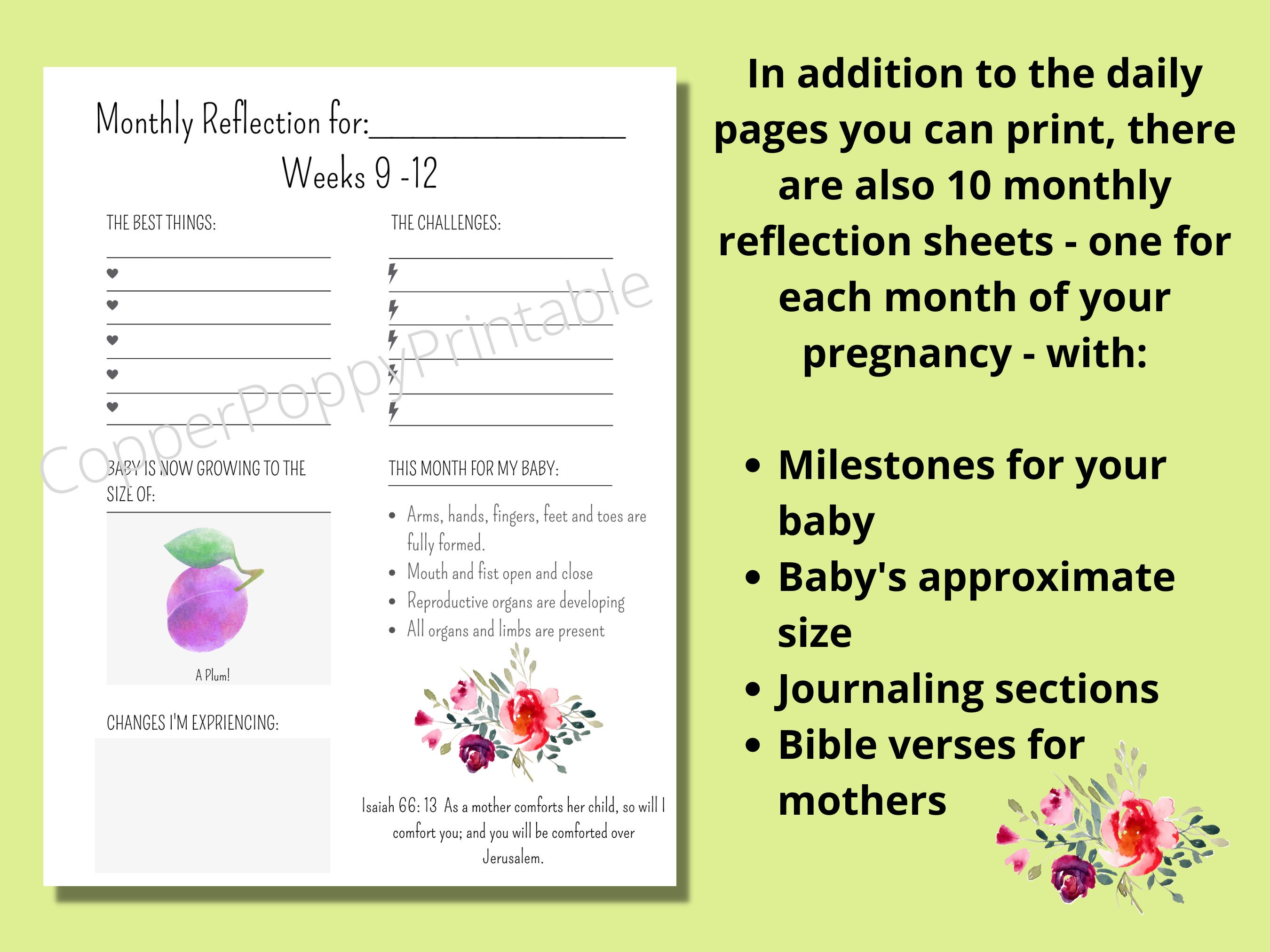 Pregnancy Prayer Journal Printable Daily Prayer 40 Weekly Journal