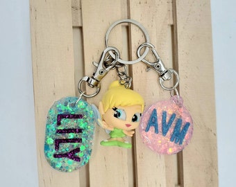 Tinker Bell doorables keychain, personalized keychain, resin keychain, cute, peter pan, backpack charm, cartoon keychain, purse charm