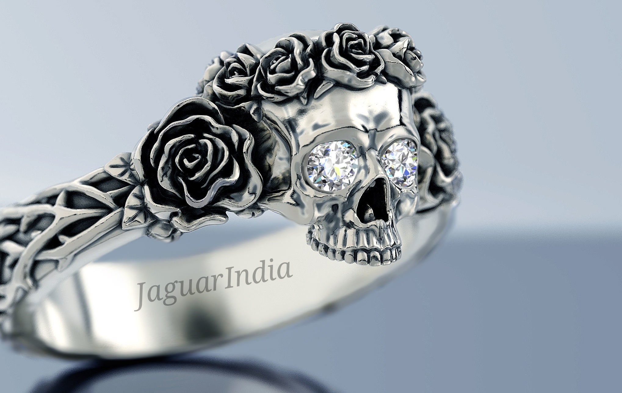 Skull and rose ring deals