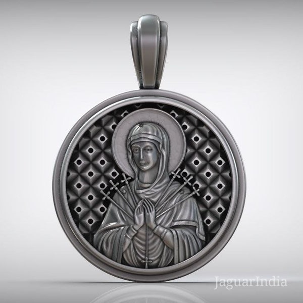 Virgin Mary 925. Sterling Silver , Virgin Mary, Saint Mary , Russian Greek Orthodox Pendant,blessed virgin Mary icon seven arrow ortho dox