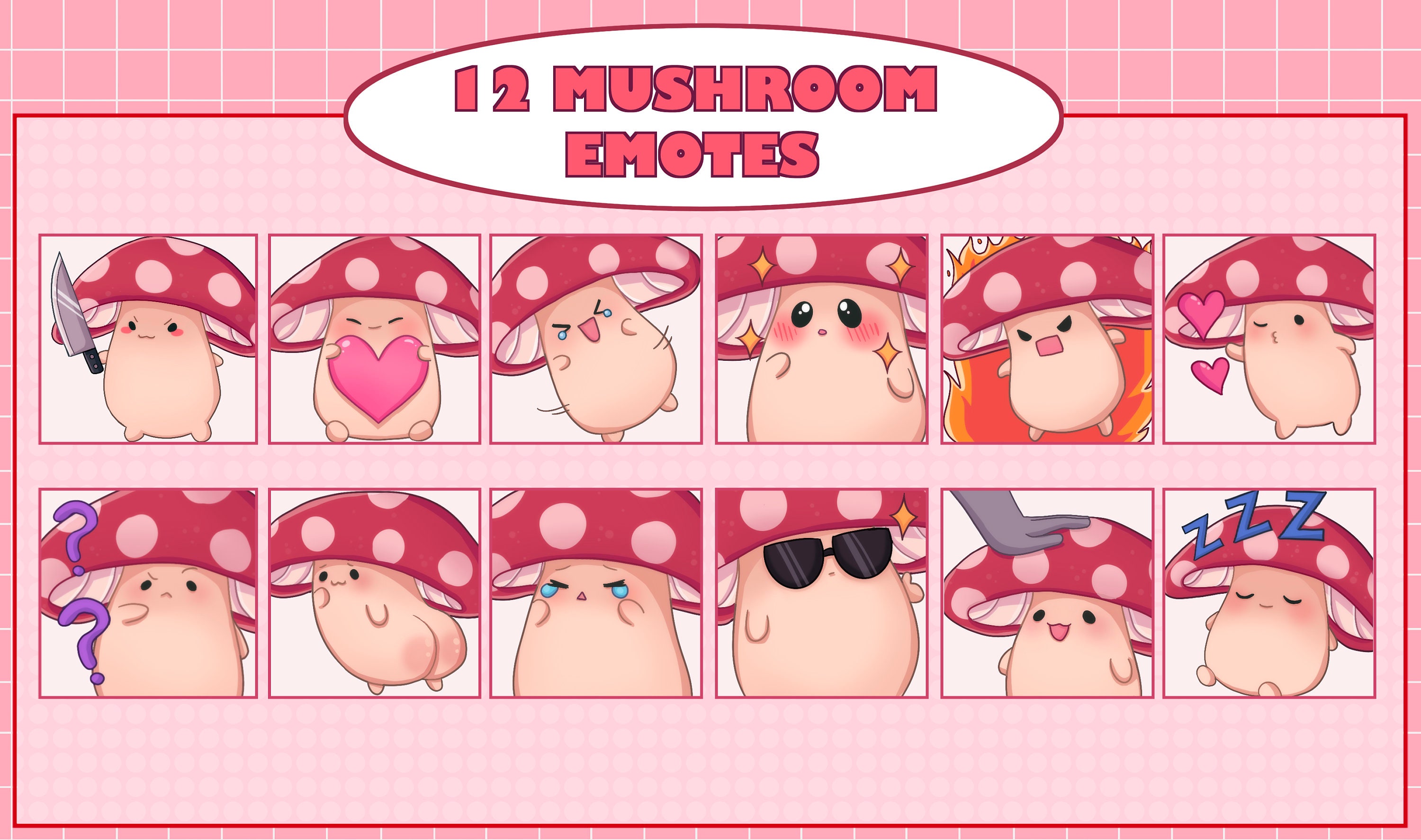Cute Mushroom Twitch & Discord Emotes Etsy
