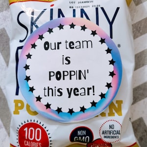 Our Team Is POPPIN&#39; This Year! Team Snack Tag! Sports Team Snack Tag! Popcorn Tag!